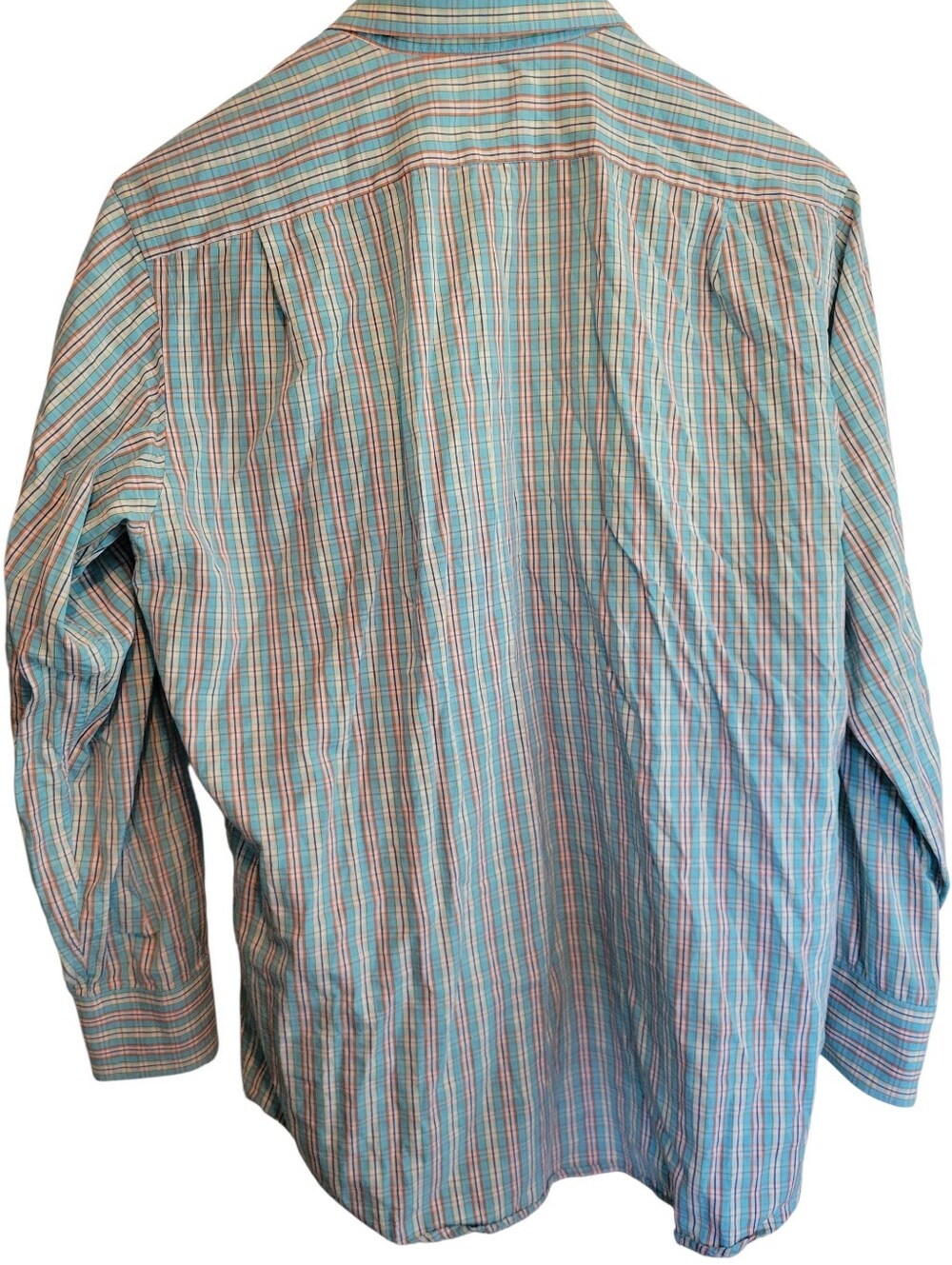 Lacoste 100% Cotton Teal Blue Yellow Plaid Button Down Long Sleeve Shirt Size L - Picture 5 of 16